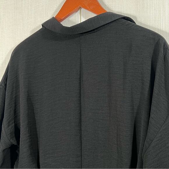 ASOS DESIGN NWT Curve Button Through Waist Midi Shirt Dress Black Size 12 - Picture 12 of 15